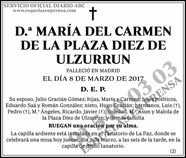 María del Carmen de la Plaza Diez de Ulzurrun